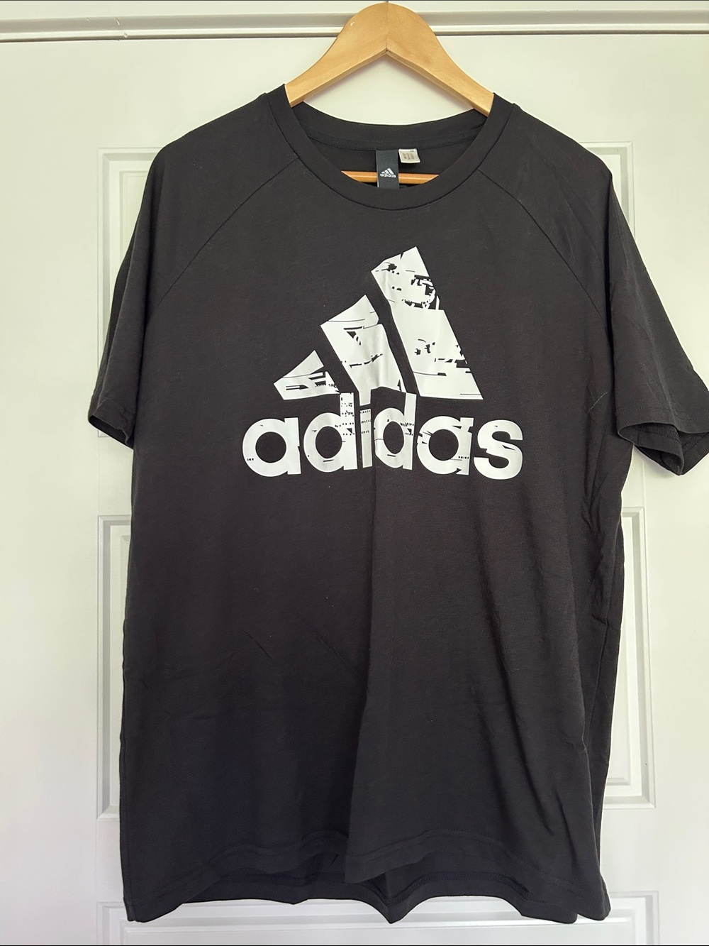 adidas Black Short Sleeve Tee with White Logo